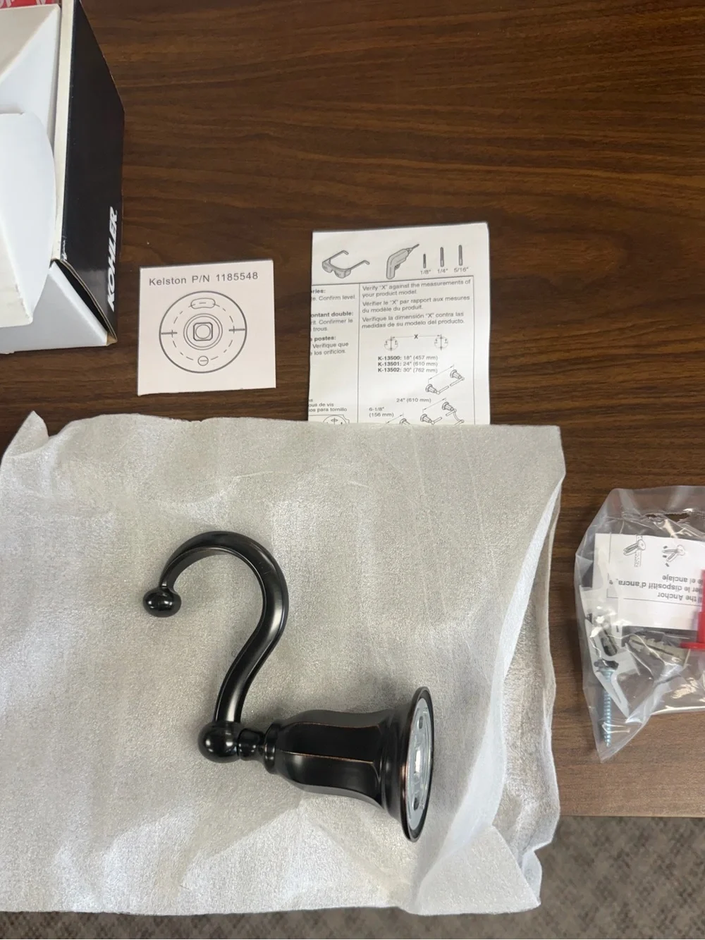 New Kohler Decorative Oil-Rubbed Bronze Decorative Hook for Home Wall Decor
